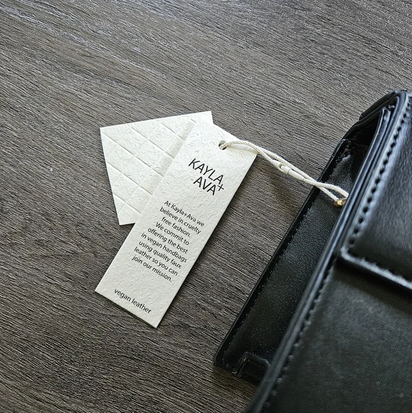 KAYLA + AVA Black Vegan Leather Miranda Mini Crossbody Bag Purse NWT - Picture 4 of 11